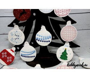 Stickserie - ITH Weihnachtskugeln - 33 Motive in 2 Größen